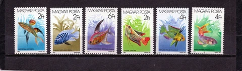 HUNGARY 1987 FISH SET OF 6 STAMPS MNH Cover