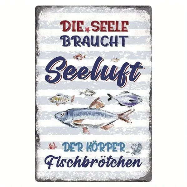 Blechschild Seeluft und Fischbrötchen 20x30cm Retro Vintage TEL348 - Bild 1 von 1