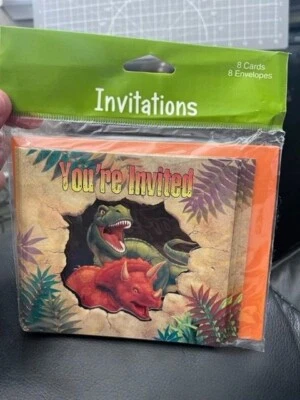 Dinosaur Invitations Invites Birthday Decoration Favor Party Supply 8ct. New!!!! - Image 1 of 2