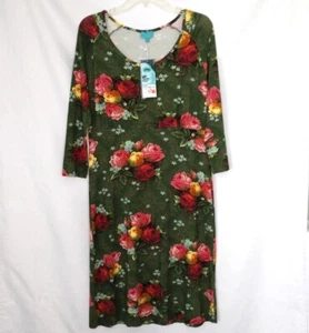 Vestido raglán rosas florales verdes LaLamour XL  - Imagen 1 de 12