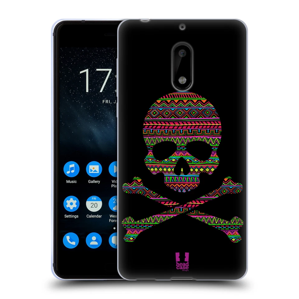 FUNDA DE GEL SUAVE HEAD CASE DESIGNS CALAVERAS Y HUESOS CRUZADOS PARA TELÉFONOS NOKIA 1 Foto 1 de 4
