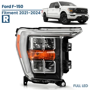 For 2021-2023 Ford F150 LED Headlight Chrome Bezel w/o AFS Right Passenger Side - Picture 1 of 8