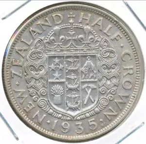 Nueva Zelanda 1935 1/2 Corona Jorge V (Plata) - Extra Fina - Imagen 1 de 3