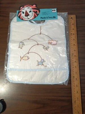 Babero de bebé de plástico y rizo de Walt Disney Productions de colección. Animal Mobile de Kay.  (E1 Foto 1 de 4