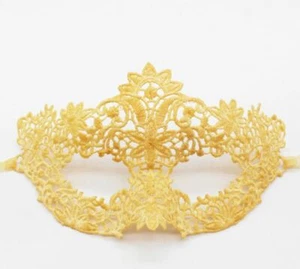 Gold Colour Lace Eye Mask Costume Ball Party Fancy Dress Masquerade Mask Costume - Picture 1 of 1
