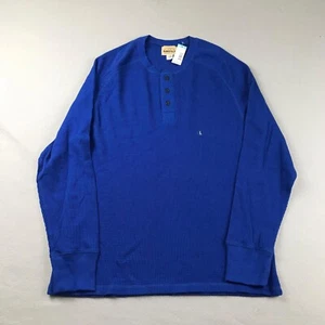 Roebuck Shirt Mens Large Blue Long Sleeves Henley Thermal Pullover Tee NWT - Picture 1 of 11
