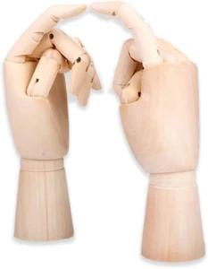2 Pack 7INCH Wood Hand Model Wooden Artist Drawing Manikin Articulated Mannequin - Picture 1 of 8