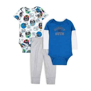 3Pcs Little Star Organic Outfit Set Baby Boy 0-3 Months Mix-Color 100% Cotton - Picture 1 of 4