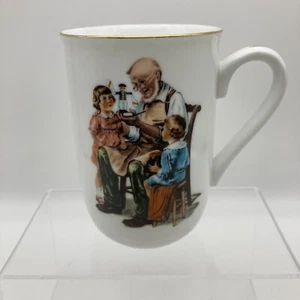 Taza de taza vintage 1982 Norman Rockwell the Toymaker auténtica coleccionable - Imagen 1 de 10