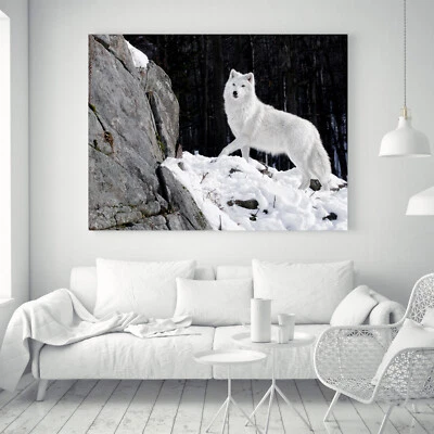 White Wolf Animal Art Paint Silk Canvas Poster Wall Print Decor Unframed A878 - Image 1 of 4