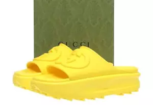 NEU GUCCI HARVEST LOGO GUMMI PLATEAU KEILABSATZ SANDALEN SCHUHE 40 / US 10 - Bild 1 von 7