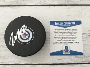 Patrik Laine Signed Autographed Winnipeg Jets Hockey Puck Beckett BAS COA c - Picture 1 of 3
