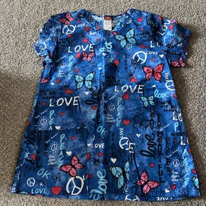 Dickies Scrub Top Size Medium Eco Love Print - Picture 1 of 3