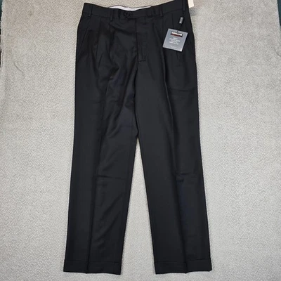 KIRKLAND SIGNATURE Black Italian Wool Pleated Dress Slacks Men 38x32 NEW - Image 1 of 4
