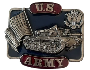 Hebilla de cinturón vintage 1982 ejército de Estados Unidos bergamota latón funciona latón esmaltado militar - Imagen 1 de 7