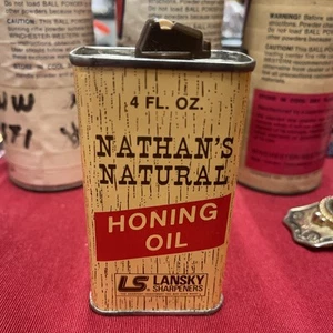 Vintage Nathan's Natural Honing Oil Lansky Sharpeners 4 oz Metal Safety Can New - Picture 1 of 5
