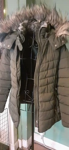 Ladies Dark Green Padded Hooded Winter Jacket New Look Size 10 #greenjacket - Picture 1 of 1