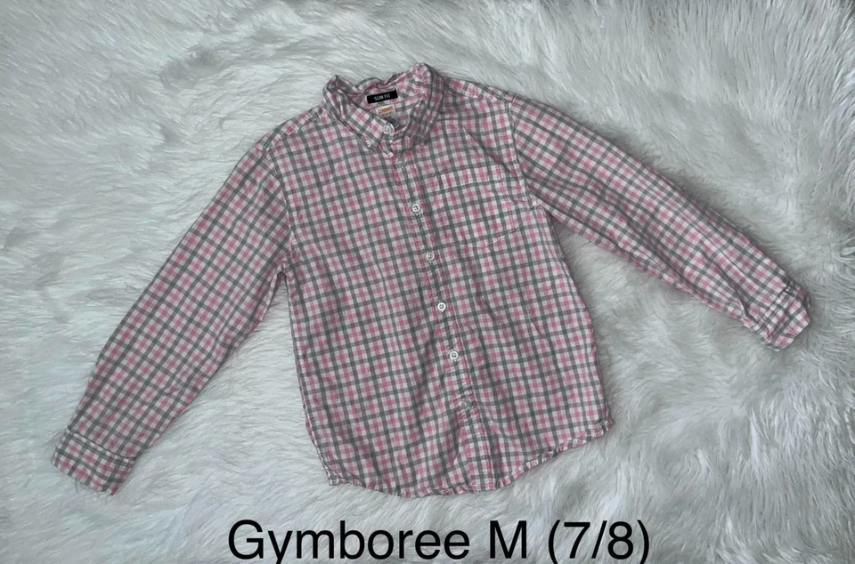 Gymboree The Picnic Party Collection Rosa y Gris Cuadros Botón Talla M (7/8) Foto 1 de 1