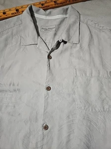Tommy Bahama Shirt Mens XXL 2XL Gray Silk Floral Loop Collar Hawaiian Button - Picture 1 of 13