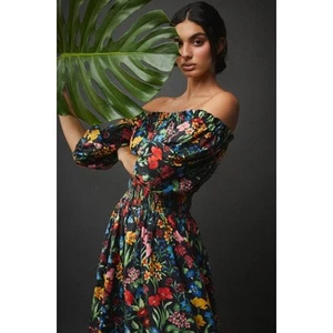 Cara Cara SZ M Mimi Dress Floral Garden Black NWOT - Picture 1 of 9