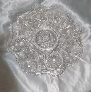 Antique 1895 Duncan & Miller Diamond & Star Glass Cake Plate/Pedestal 13 in. - Picture 1 of 3