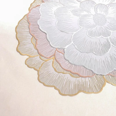 Lot de 6 tapis de table PVC fleur de pivoine pour salle à manger élégante et - Photo 1/4
