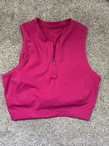 Nike Pro Dri-Fit Half Zip Cropped Tank Top Pink Small S Sports Bra DM6952 Crop - Picture 1 of 4