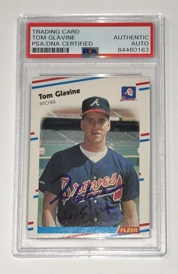 Tom Glavine Autograph Signed 1988 Fleer Rookie Card HOF 14 - PSA/DNA - Image 1 of 2