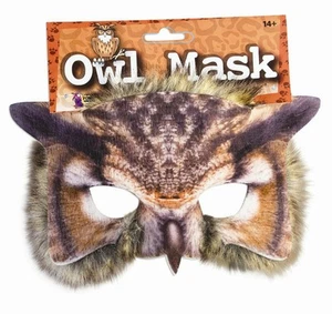 Owl Mask 3D Screen Print Realistic Look Soft Face Mask Fun Fur Adult Or Child - Picture 1 of 1