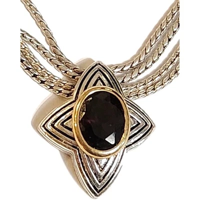 Collar de cadena de plata oro estrella celta solitario granate vintage Avon Nina Ricci Foto 1 de 4