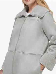 Chaqueta de Sherling sintética puño enrollado cálido Calvin Klein para mujer talla XS $239 - Imagen 1 de 4