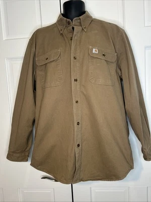 Рубашка мужская Carhartt S09 266 большая холщовая бежевая с длинным рукавом на пуговицах рабочая одежда L - Изображение 1 из 4