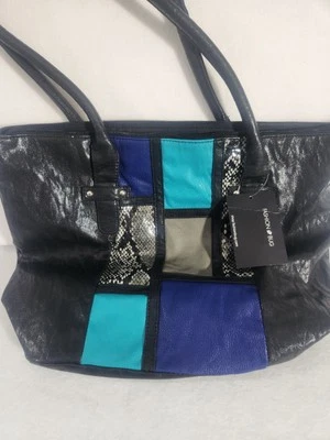 VINTAGE Negro MODA BUG 14"x19" Patchwork Monedero Bolso Bolso Bolso Cartera Foto 1 de 4