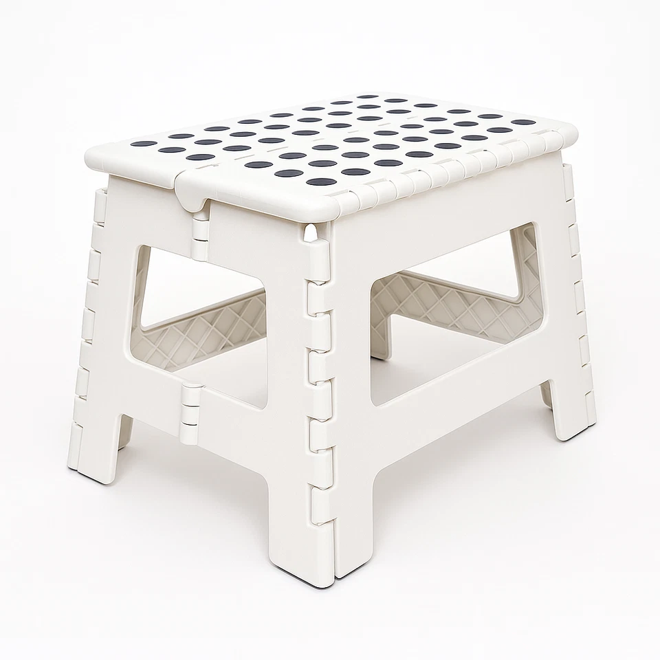 Klapphocker WEIß Tritt Hocker FALTBAR Griff max 100kg Tritthocker Hocker - Bild 1 von 1