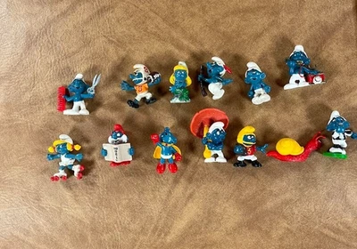 Винтажный смурф фигурки лот из 13 Peyo Schleich 1970-х 1980-х - Изображение 1 из 4