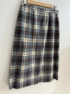 Falda de lana a cuadros Pendleton vintage para mujer talla 12 bolsillo hecha en botón EE. UU. - Imagen 1 de 9