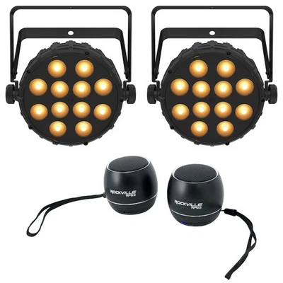 2 Chauvet DJ SLIMPAR Q12 BT ILS Bluetooth Wireless Par Wash Lights+Home Speakers - Image 1 of 4