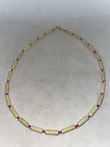 OFF WHITE Collana Perline Fatta a Mano 16"" Perline Semi Rosa Choker Nuova Senza Senza Senza Tubo Bianco Carino