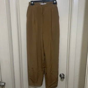 Vintage Valerie Stevens hellbraune Seidenhose Hose 100% Seide Gr. 4 gebraucht - Bild 1 von 4