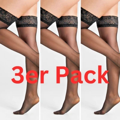 3er Pack Halterlose Strümpfe 20DEN Damen S-XXL Damenstrümpfe Nylons Fiore Milena - Bild 1 von 4