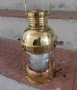 Collectible Anchor Lamp Nautical Brass Ship Lantern Handmade Lamp 10" - Picture 1 of 4