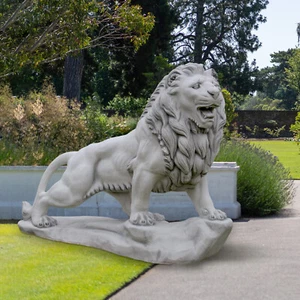 Löwe auf Fels rechts Steinfigur H.150 cm 186 x 65 cm 950 kg Beton frostsicher - Bild 1 von 9