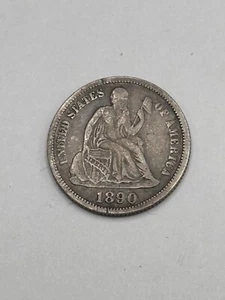 Moneda de diez centavos Liberty Seated 1890 en estado bastante bueno/excelente - Imagen 1 de 2