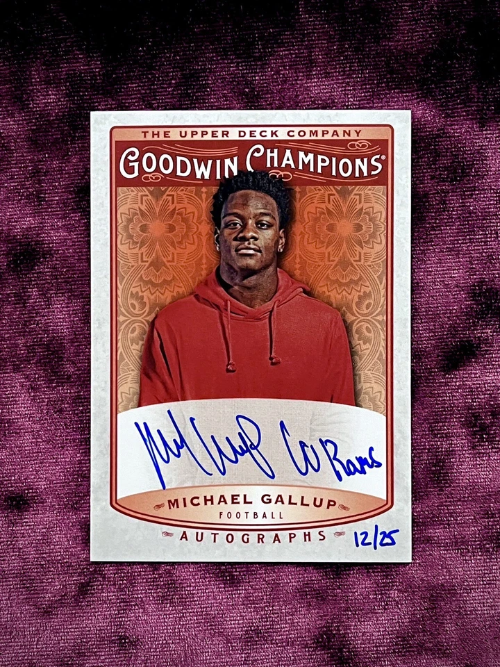 Michael Gallup 2019 UD Goodwin Champions Rare Inscribed Auto /25 MINT Commanders - Image 1 of 3