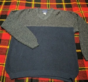 Vintage Old Glory Cable Knit Mens Pullover Duo Tone Sweater Size L Made USA  - Picture 1 of 4