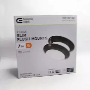 Commercial Electric Slim LED Flush Mount Matte Black 7" C01126402A - Picture 1 of 4