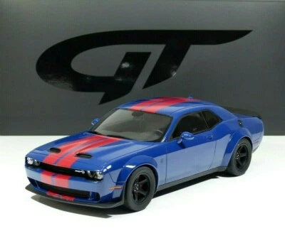 Dodge Challenger SRT SUPER STOCK 2021 Blu/Rosso Nero Cerchioni 1:18 - Immagine 1 di 4
