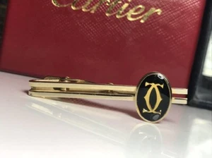 Authentic Cartier Vintage Mens Tie Pin 2C Black Gold - Picture 1 of 10