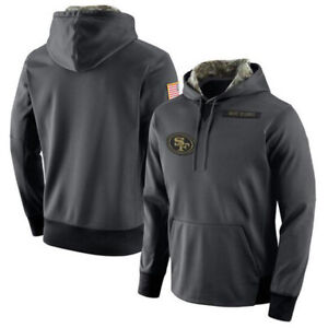 San Francisco 49ers Anthracite Salute to Service Sideline Therma Pullover Hoodie