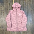Reebok Hooded Puffer Jacket Y2K Vintage Sports Full-Zip Coat, Pink, Womens XL